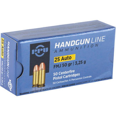 Prvi Partizan PPU Ammo 25 ACP 50 Grain FMJ 50 Roun