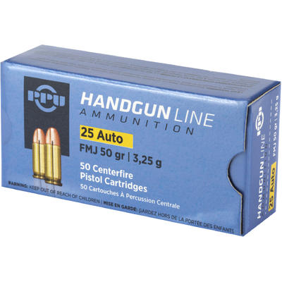 Prvi Partizan PPU Ammo 25 ACP 50 Grain FMJ 50 Roun