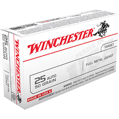 Winchester Ammo Best Value 25 ACP 50 Grain FMJ 50