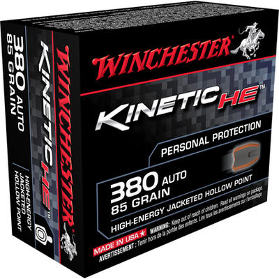 Winchester Ammo Kinetic HE 380 ACP 85 Grain JHP 20