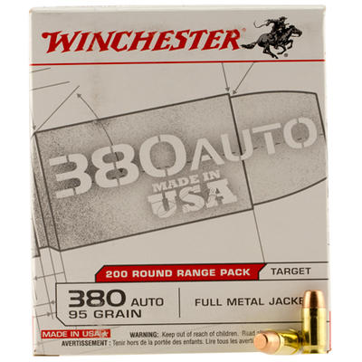 Winchester Ammo USA 380 ACP 95 Grain FMJ 200 Round