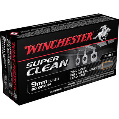 Winchester Ammo Super Clean 9mm 90 Grain FMJ 50 Ro