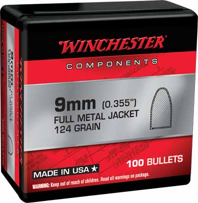 Winchester Reloading Bullets 9mm .355 124 Grain FM