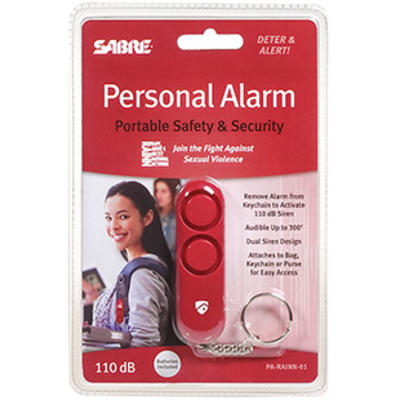 Sabre Personal Alarm Keychain 110dB up-to 300 Red
