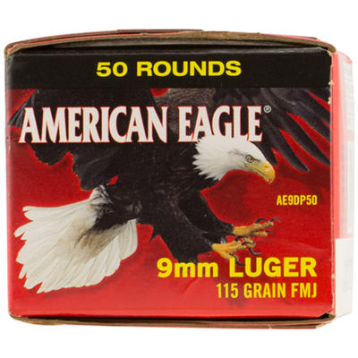 Federal Ammo American Eagle 9mm 115 Grain FMJ 50 R