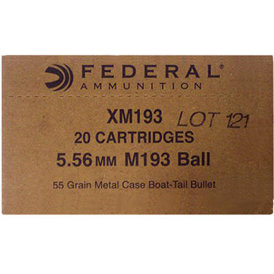 Federal Ammo XM 5.56x45mm (5.56 NATO) FMJBT 55 Gra