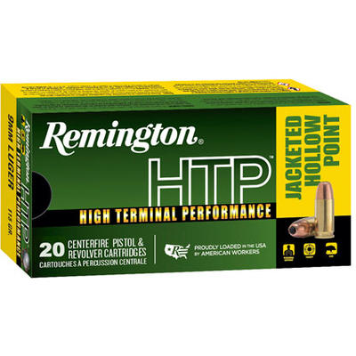 Remington Ammo HTP 9mm 115 Grain JHP 20 Rounds [28