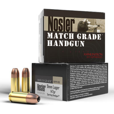 Nosler Ammo Match Grade Handgun 9mm 147 Grain Jack