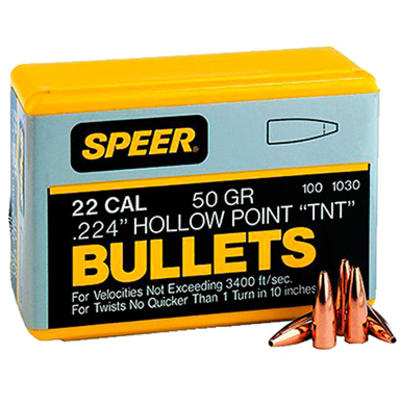 Speer Reloading Bullets 22 Caliber .224 52 Grain V