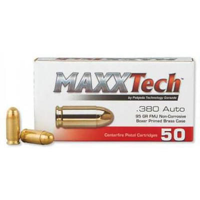 MaxxTech Ammo 380 ACP 95 Grain FMJ 50 Rounds [PTGB