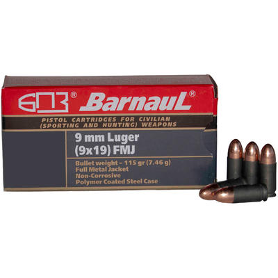 Barnaul Ammo Pistol 9mm 115 Grain FMJ 500 Rounds [