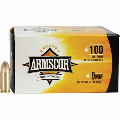 Armscor Ammo 9mm 124 Grain FMJ 100 Rounds [50445]