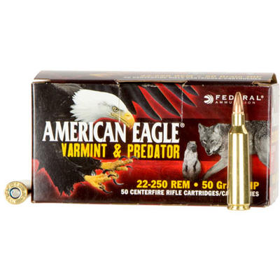Federal Ammo American Eagle 22-250 Remington 50 Gr