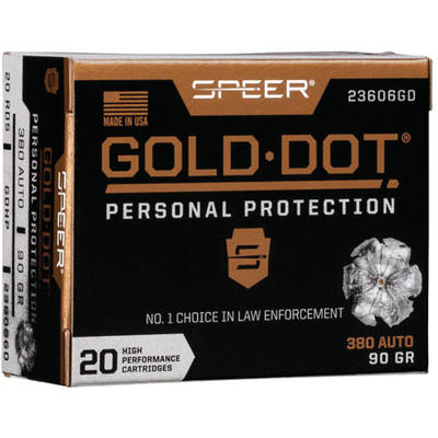 Speer Ammo Gold Dot Personal Protection 380 ACP 90