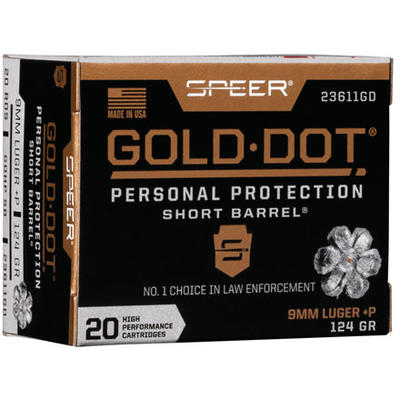 Speer Ammo Gold Dot Personal Protection 9mm+P Luge
