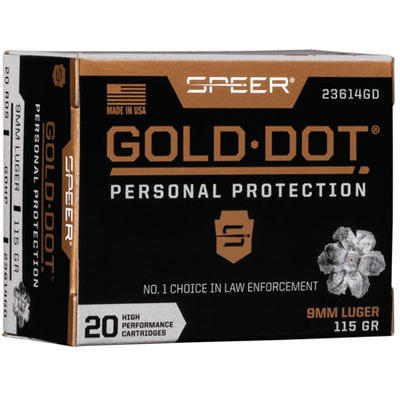 Speer Ammo Gold Dot Personal Protection 9mm 115 Gr