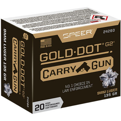 Speer Ammo Gold Dot Carry Gun 9mm 135 Grain G2 20