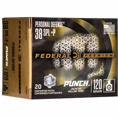 Federal Ammo Punch 38 Special+P 120 Grain JHP 20 R