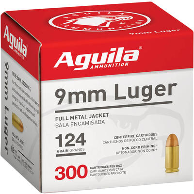 Aguila Ammo Handgun 9mm 124 Grain FMJ 300 Rounds [