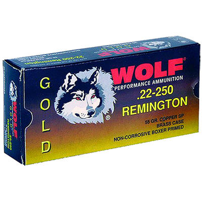 Wolf Ammo Gold 22-250 Remington JSP 55 Grain 20 Ro