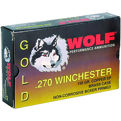 Wolf Ammo Gold 270 Winchester JSP 150 Grain 20 Rou