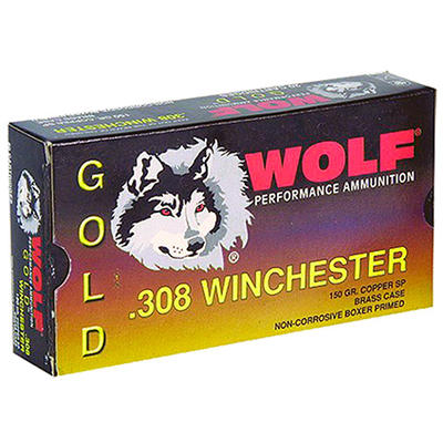 Wolf Ammo Gold 308 Winchester JSP 150 Grain 20 Rou