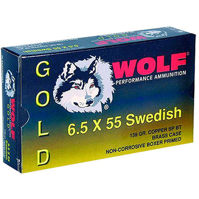Wolf Ammo Gold 6.5x55mm JSP 139 Grain 20 Rounds [G