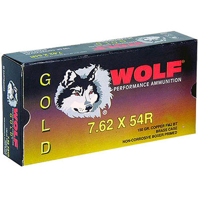 Wolf Ammo Gold 7.62x54mm Russian FMJ 150 Grain 20