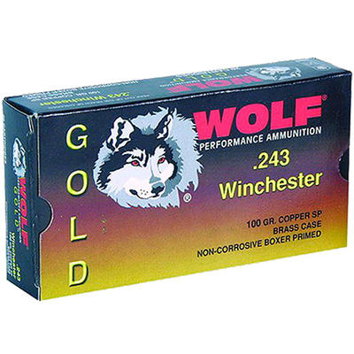 Wolf Ammo Gold 243 Winchester JSP 100 Grain 20 Rou