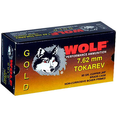 Wolf Ammo Gold 7.62x25mm Tokarev JHP 85 Grain 50 R