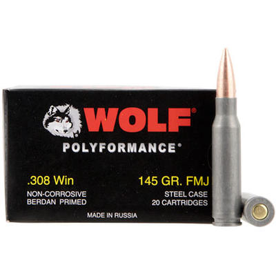 Wolf Ammo 308 Winchester FMJ 145 Grain 500 Rounds