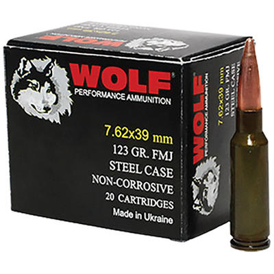 Wolf Ammo AK-47 7.62x39mm Bimetal FMJ 123 Grain 10