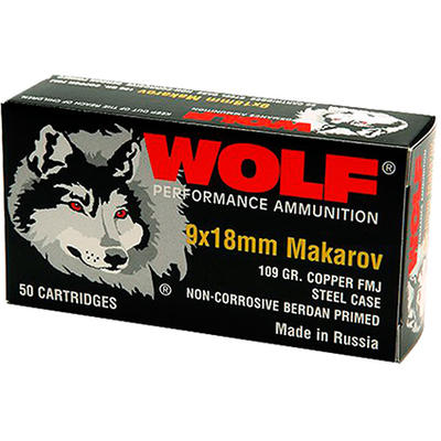 Wolf Ammo 9x18mm Makarov FMJ 94 Grain 1000 Rounds