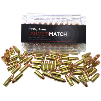 CapArms Ammo Target Match 9mm 147 Grain RN Concave