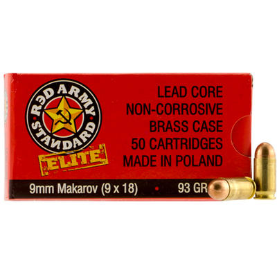 Red Army Ammo 9x18mm Makarov 93 Grain FMJ 50 Round