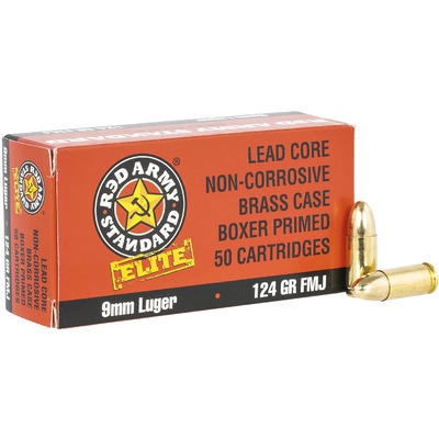 Red Army Ammo White Box 9mm 124 Grain FMJ 50 Round