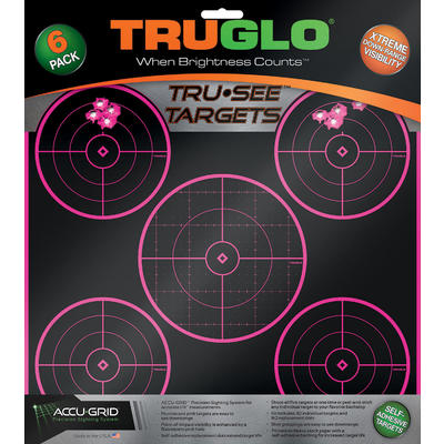 Truglo Tru-See Spatter Target Pink Bullseye 6-Pack
