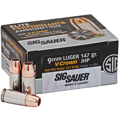 Sig Sauer Ammo Elite Match 9mm 147 Grain JHP 50 Ro