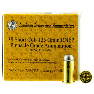Jamison Ammo Pinnacle 38 Short Colt 125 Grain RNFP