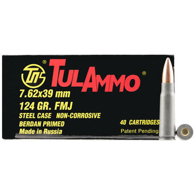 Tula Ammo AK-47 7.62x39mm 124 Grain HP 40 Rounds [ Tula Ammo AK-47 7.62x39mm 124 Grain HP 40 Rounds [
