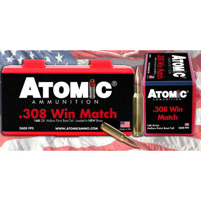 Atomic Ammo Match 308 Winchester 168 Grain MatchKi