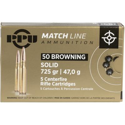 PPU Ammo Match 50 BMG 725 Grain FMJ 5 Rounds [PPM5