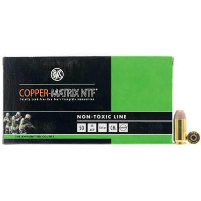 Ruag Ammo Copper Matrix 45 ACP 135 Grain Non-Toxic