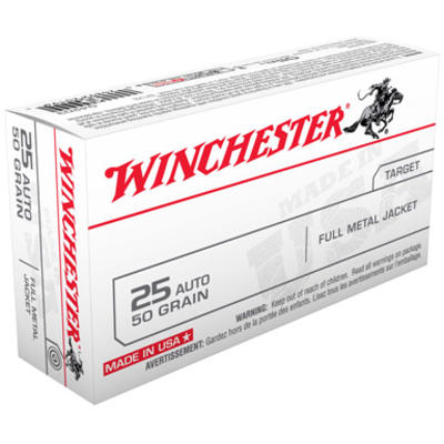 Winchester Ammo Best Value 25 ACP 50 Grain FMJ 50