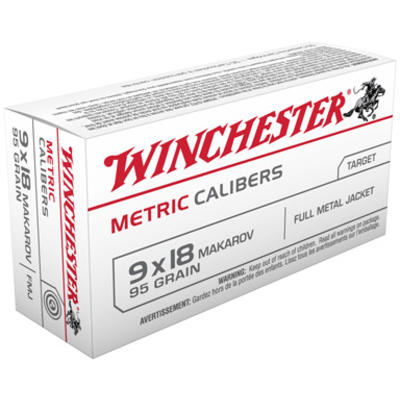 Winchester Ammo Metric 9x18mm Makarov FMJ 95 Grain
