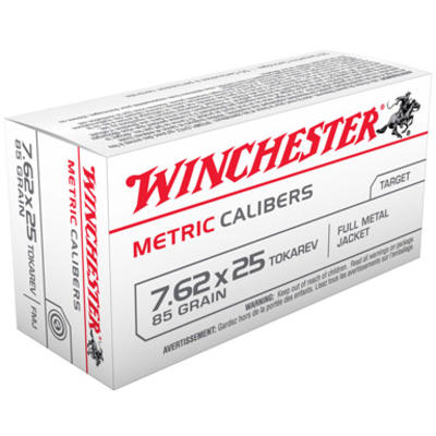 Winchester Ammo Metric 7.62x25mm Tokarev 85 Grain Winchester Ammo Metric 7.62x25mm Tokarev 85 Grain