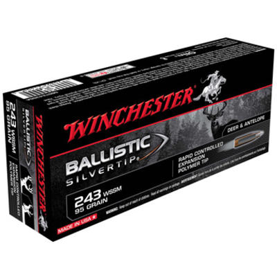 Winchester Ammo Supreme 243 WSSM 95 Grain Silverti