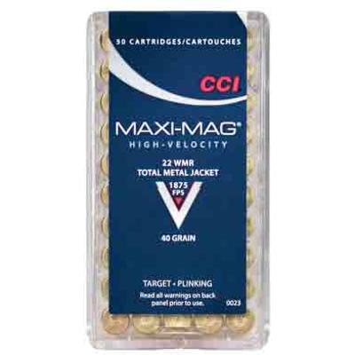 CCI Rimfire Ammo Maxi-Mag .22 Magnum (WMR) TMJ 40 CCI Rimfire Ammo Maxi-Mag .22 Magnum (WMR) TMJ 40