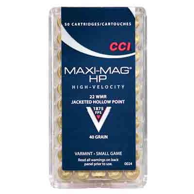 CCI Rimfire Ammo Maxi Magnum .22 Magnum (WMR) JHP CCI Rimfire Ammo Maxi Magnum .22 Magnum (WMR) JHP