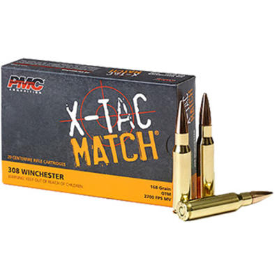 PMC Ammo X-Tac 308 Winchester 168 Grain OTP 20 Rou PMC Ammo X-Tac 308 Winchester 168 Grain OTP 20 Rou